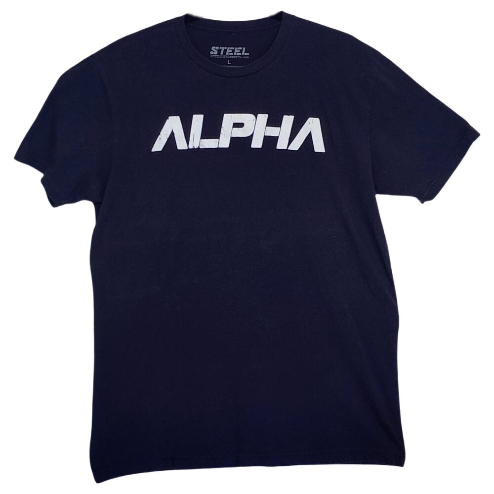 Men's ALPHA T Shirt Cotton Tee Black Large